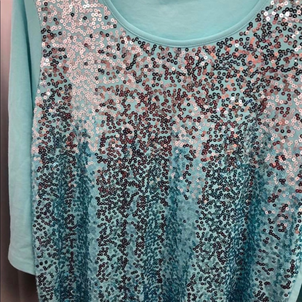 Quacker Factory Sparkle Three Quarter Sleeve Top - image 1